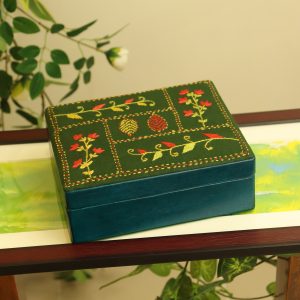 Jewellery Box 6 X 7 Leather & Hand Stitc