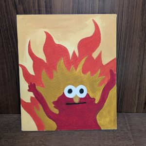Elmo on Fire Acrylic Canvas 10×12